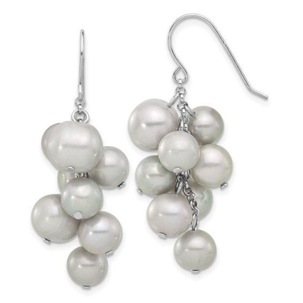 Sterling Silver and Grey Freshwater Cultured Pearl Dangle Earrings